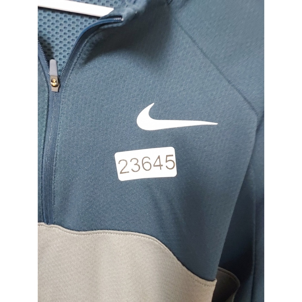 Nike Pullover Mens XL Golf Dri Fit Quarter Zip Gray Green Lightweight Mock Neck - Picture 12 of 12